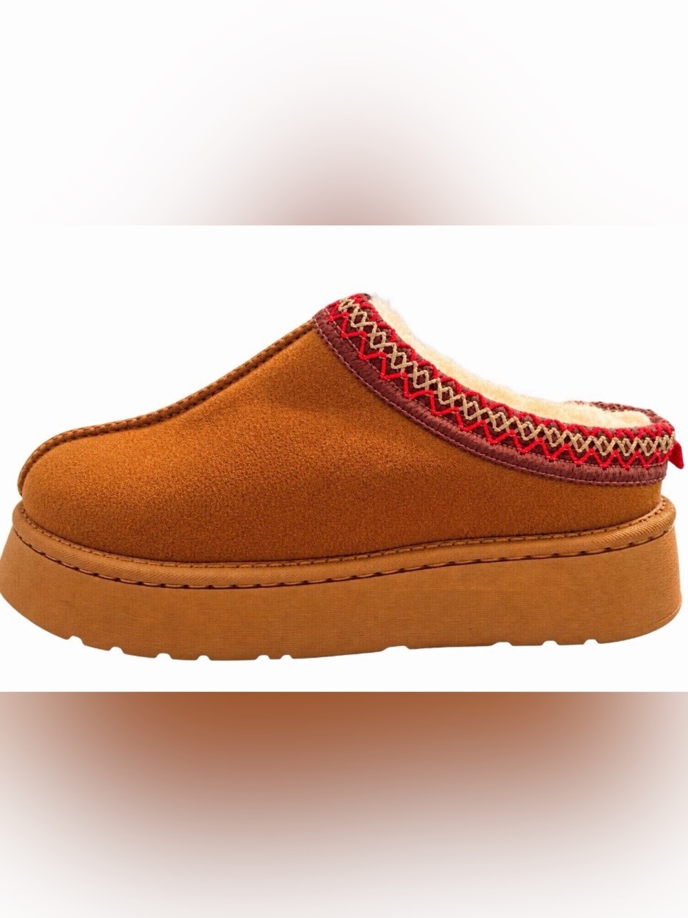 Women’s Brown Faux Suede Platform Clog Slippers Faux Fur Lined Size 42 New